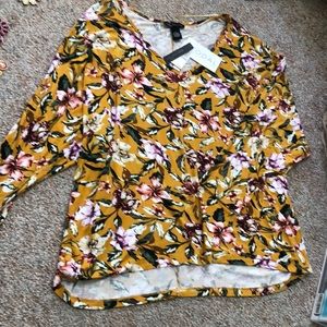 Joan Vass Woman Modal 3/4 raglan sleeve floral top size 3X